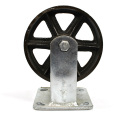 6 inch heavy duty flat plate rigid iron casters